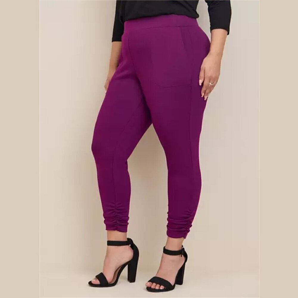 Torrid - Crop Pull-On Skinny Cupro High-Rise Side Cinch Pant in Dark Purple‌‌